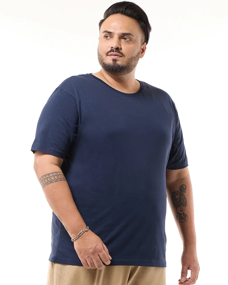 بيواكوف Men's Blue Plus Size T-shirt